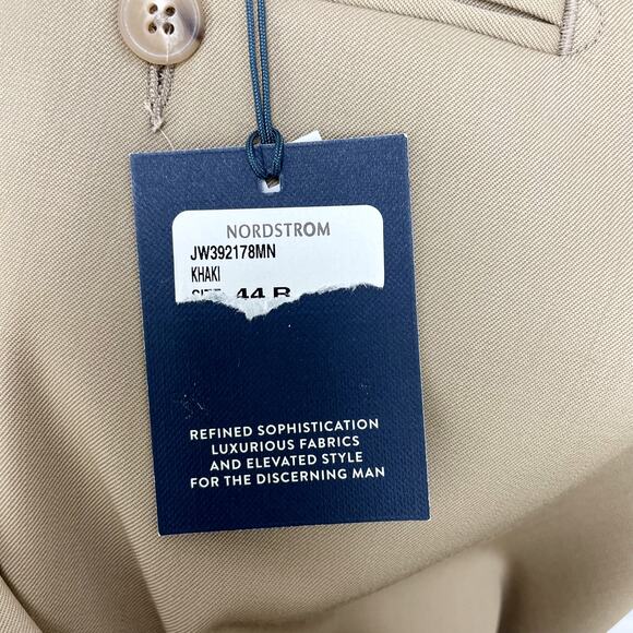 JWN Nordstrom Mens Pants 44R Tan Khaki Wool Blend Straight Leg Trouser NWT - Picture 9 of 9